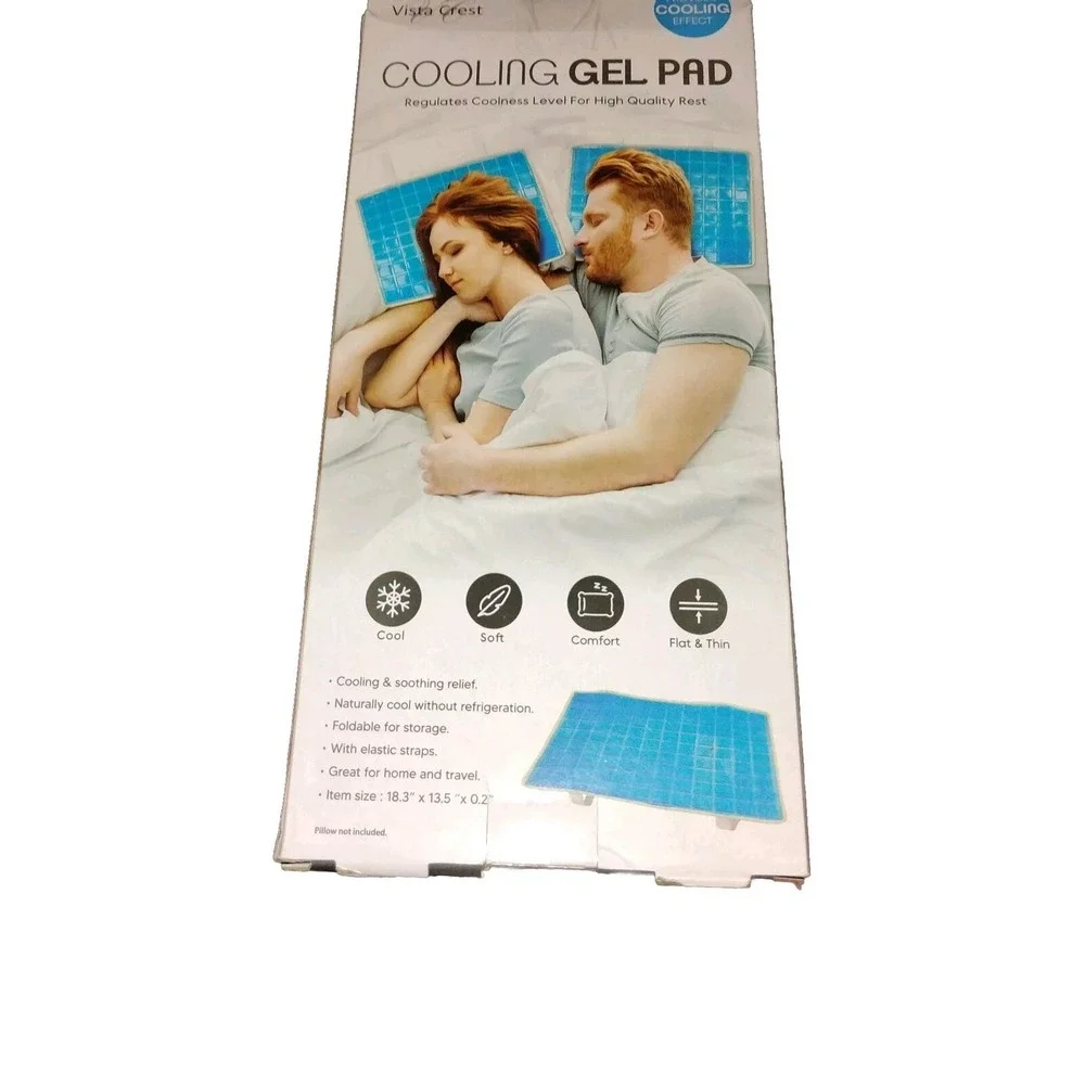 Vista Crest Cooling Gel Pad Blue, squares, for pillow‎ etc rate HTF NIB